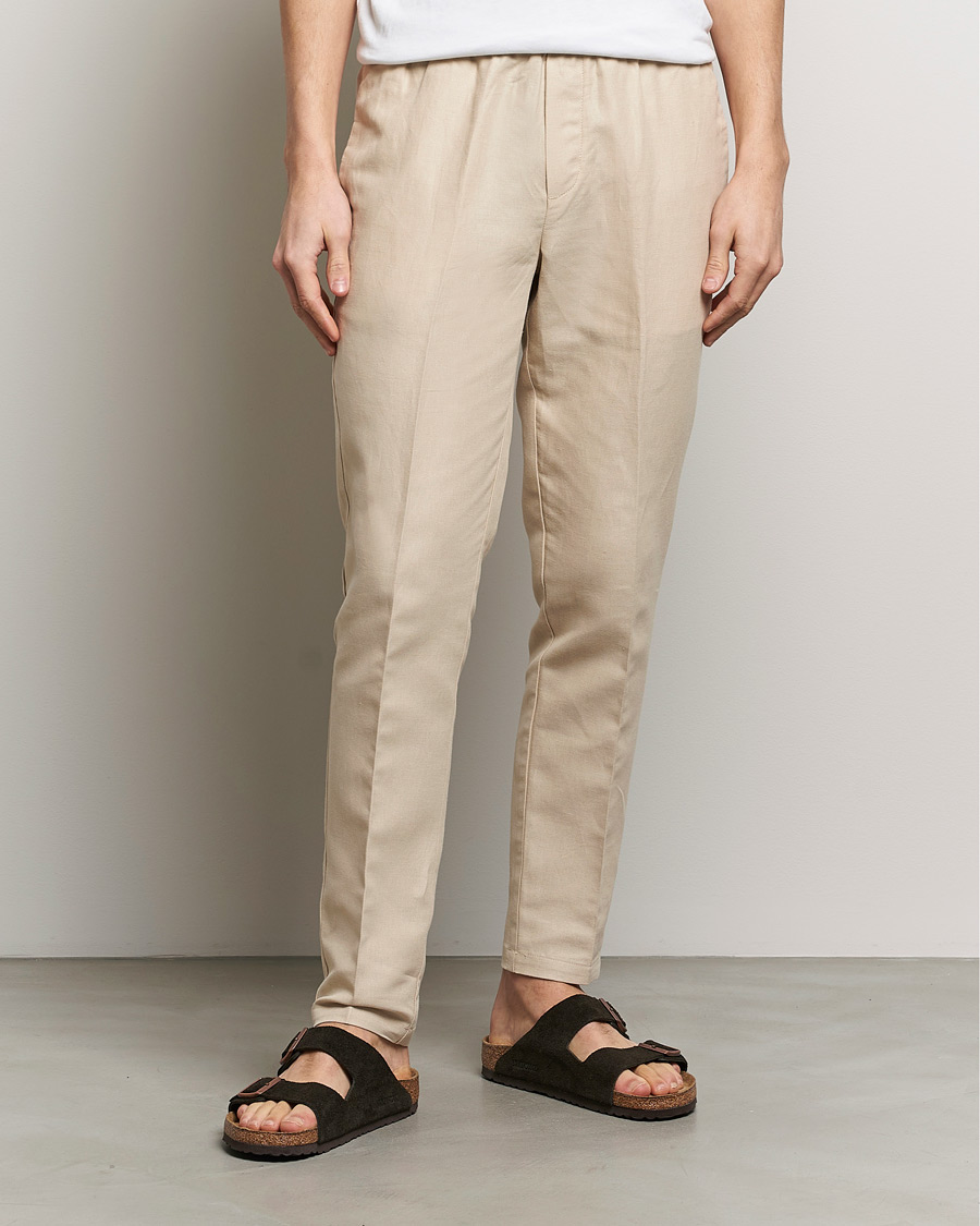 Herre | Plagg i lin | Samsøe Samsøe | Smithy Linen/Cotton Drawstring Trousers Oatmeal