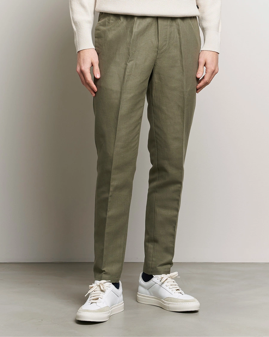 Herre | Samsøe & Samsøe | Samsøe & Samsøe | Smithy Linen/Cotton Drawstring Trousers Dusty Olive