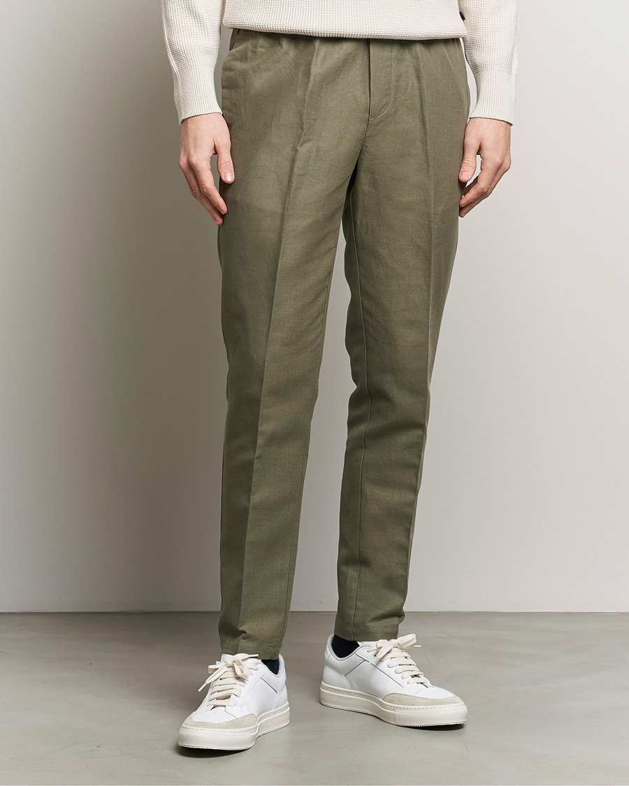 Herre | Avdelinger | Samsøe Samsøe | Smithy Linen/Cotton Drawstring Trousers Dusty Olive