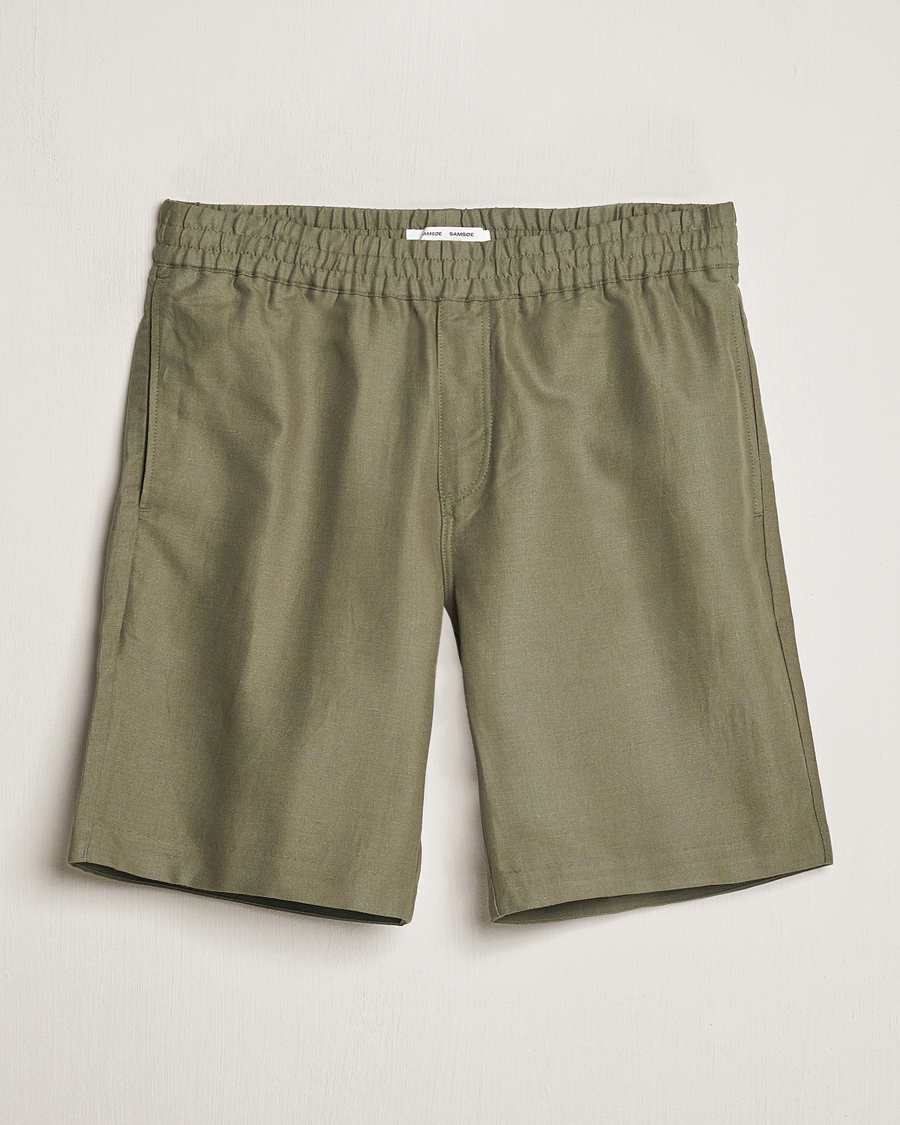 Herre | Shorts | Samsøe Samsøe | Smith Linen/Cotton Drawstring Shorts Dusty Olive