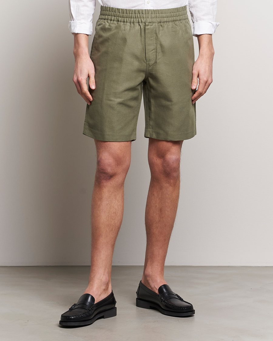 Herre | Plagg i lin | Samsøe Samsøe | Smith Linen/Cotton Drawstring Shorts Dusty Olive