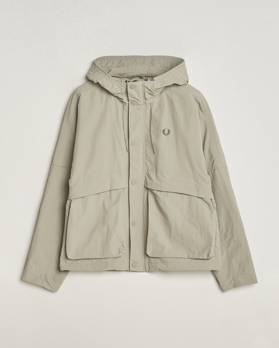 Herre | Jakker | Fred Perry | Cropped Ripstop Hooded Jacket Warm Grey