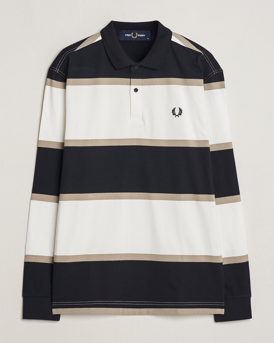 Herre | Gensere | Fred Perry | Relaxed Striped Rugby Shirt Snow White/Navy