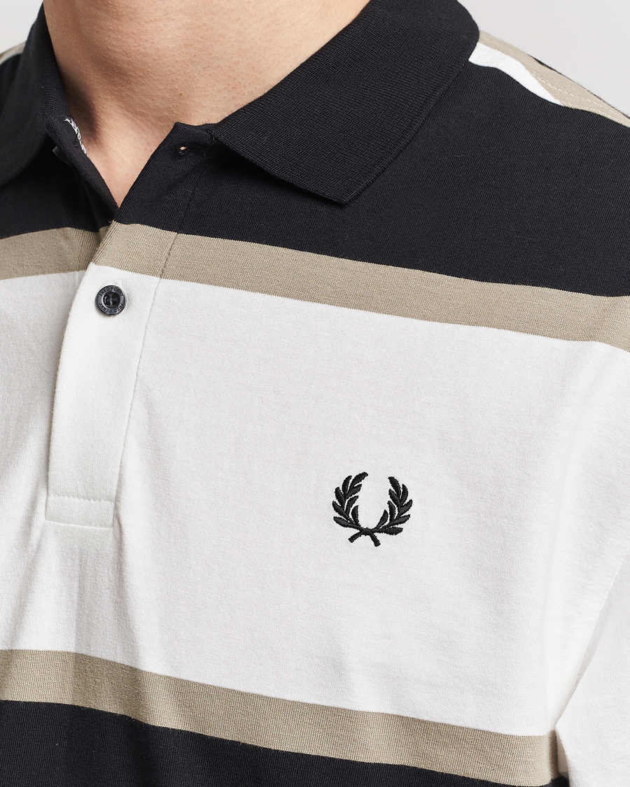 Herre | Gensere | Fred Perry | Relaxed Striped Rugby Shirt Snow White/Navy