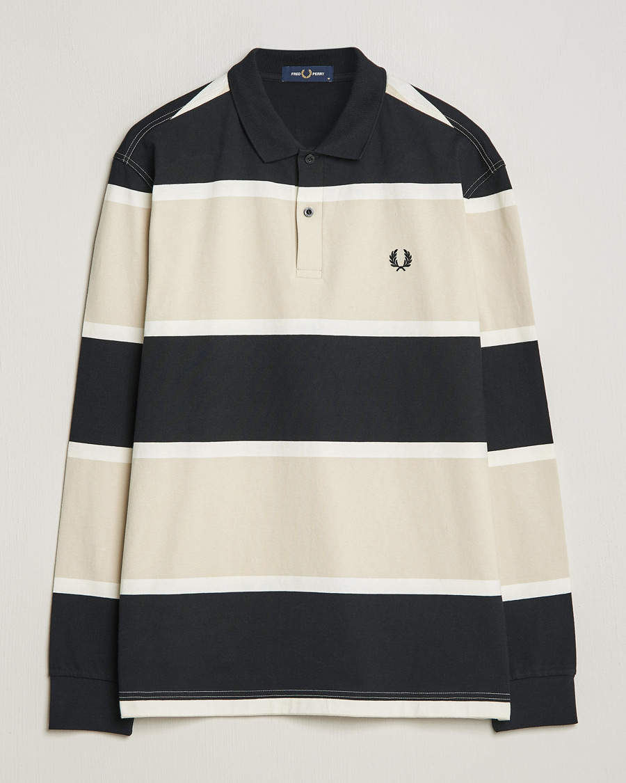 Herre | Gensere | Fred Perry | Relaxed Striped Rugby Shirt Oatameal/Black