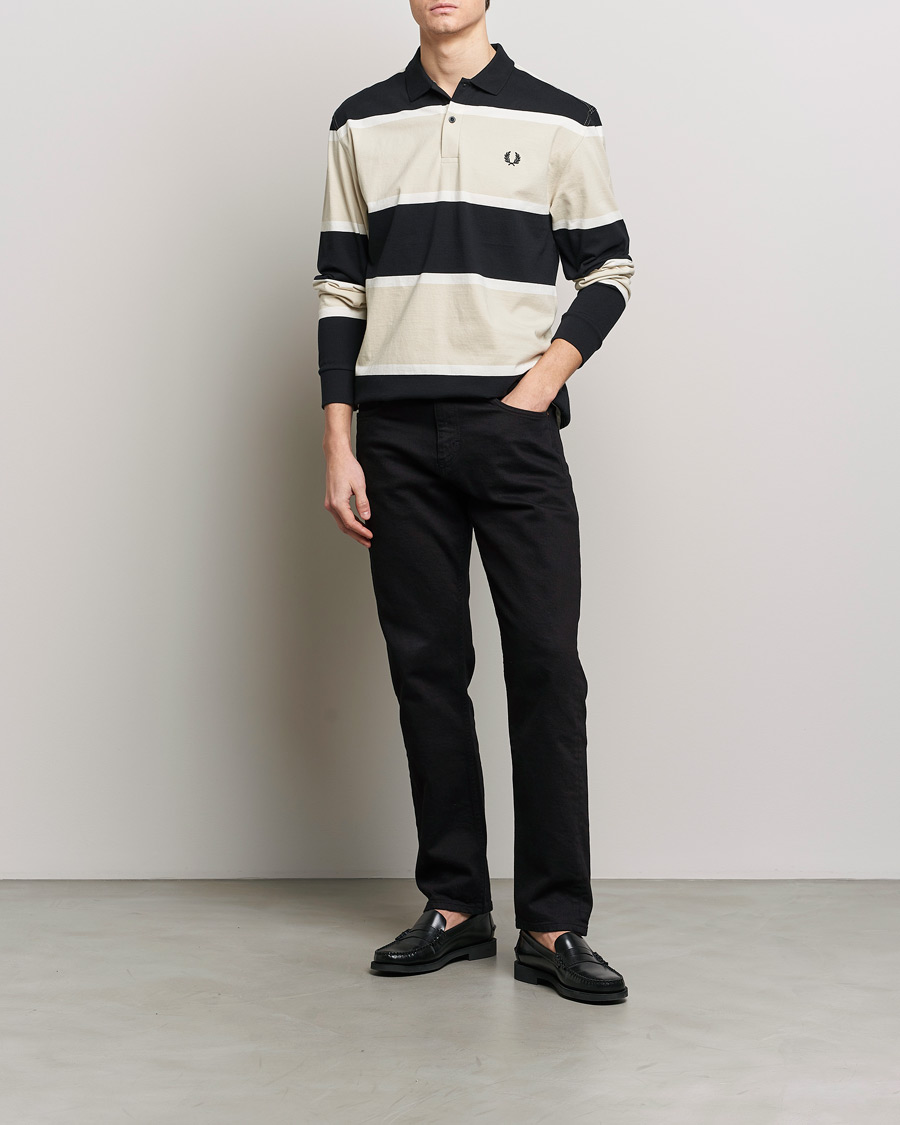 Herre | Gensere | Fred Perry | Relaxed Striped Rugby Shirt Oatameal/Black
