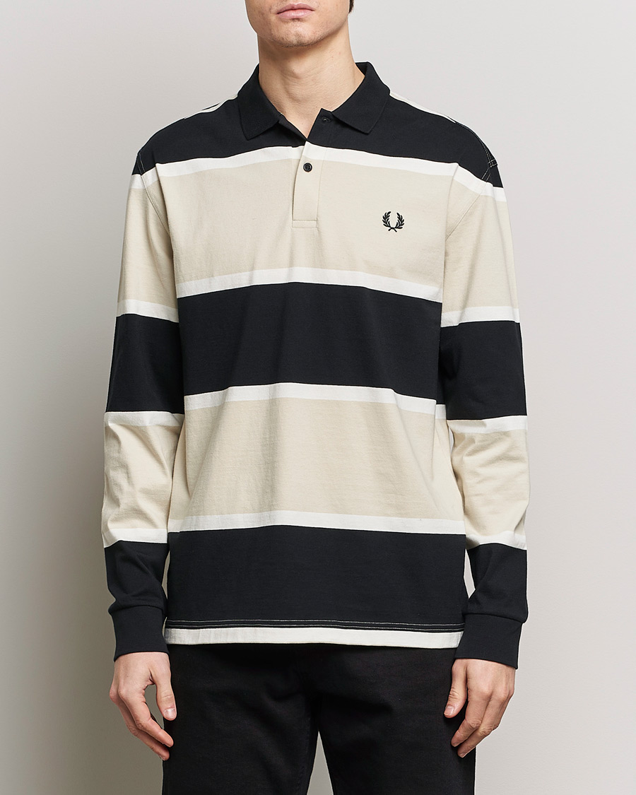 Herre | Nytt i butikken | Fred Perry | Relaxed Striped Rugby Shirt Oatameal/Black