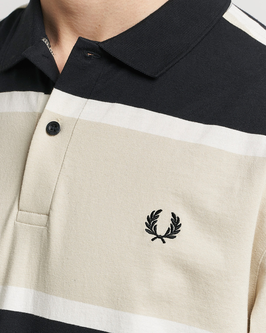 Herre | Gensere | Fred Perry | Relaxed Striped Rugby Shirt Oatameal/Black