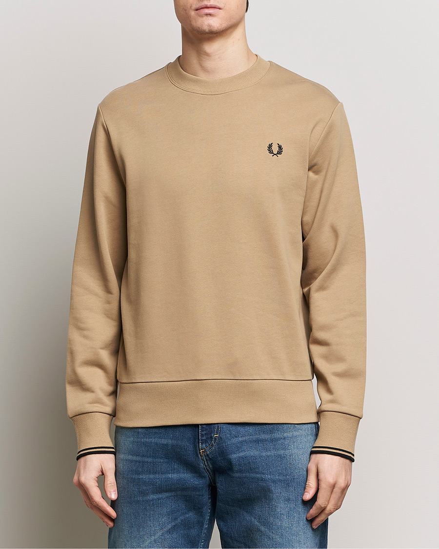 Herre | Best of British | Fred Perry | Crew Neck Sweatshirt Warm Grey