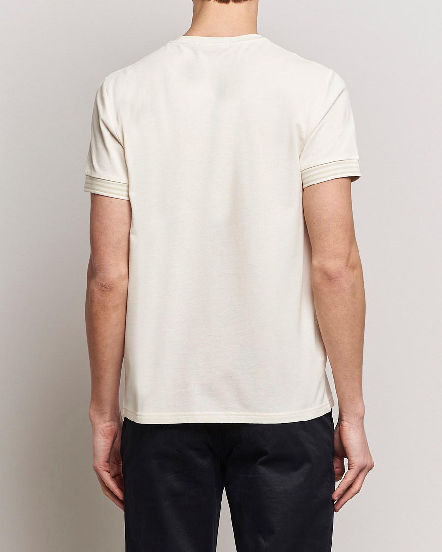 Herre | T-Shirts | Fred Perry | Striped Cuff Crew Neck T-Shirt Ecru