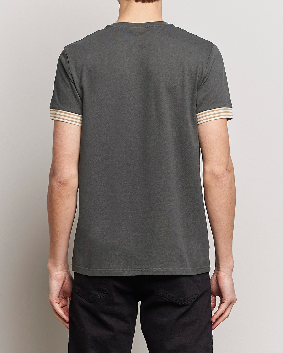 Herre | T-Shirts | Fred Perry | Striped Cuff Crew Neck T-Shirt Field Green