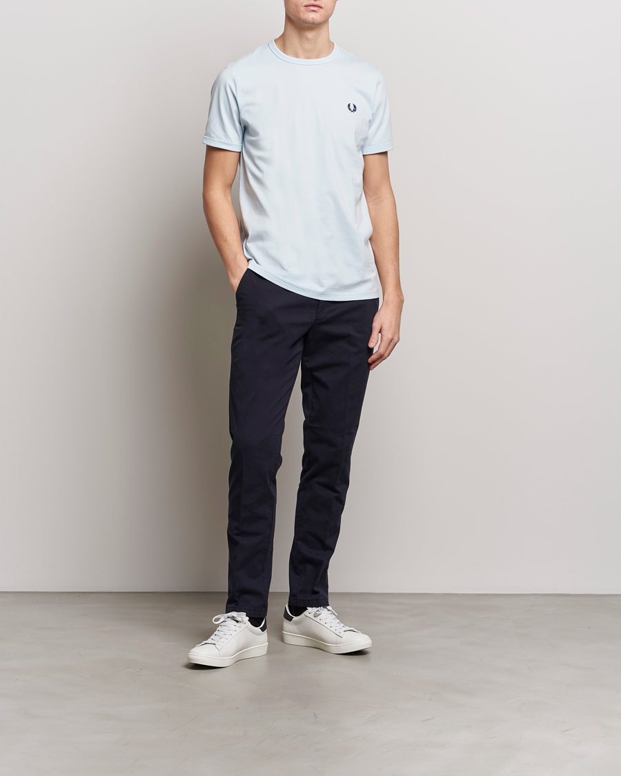 Herre | T-Shirts | Fred Perry | Ringer T-Shirt Light Ice