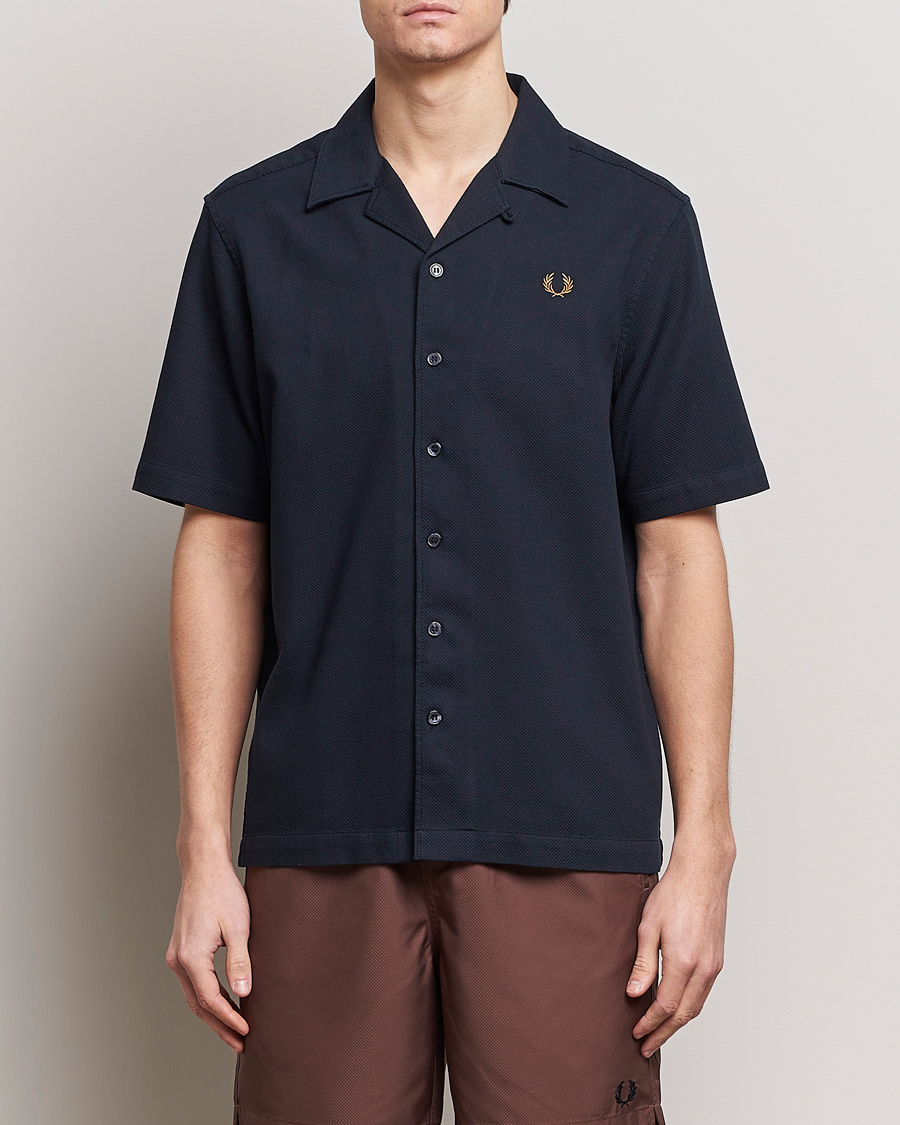 Herre | Avdelinger | Fred Perry | Pique Textured Short Sleeve Shirt Navy