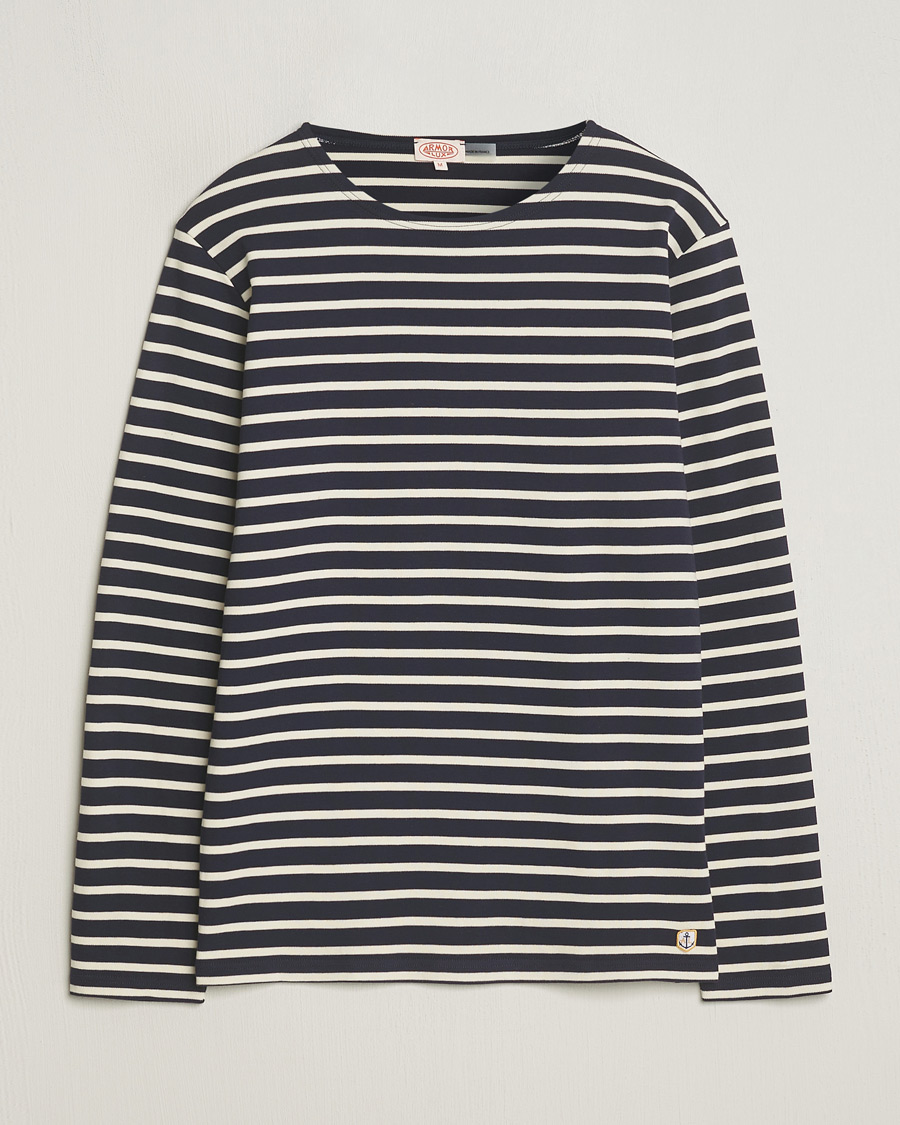 Herre | T-Shirts | Armor-lux | Houat Héritage Stripe Long Sleeve T-Shirt Nature/Navy