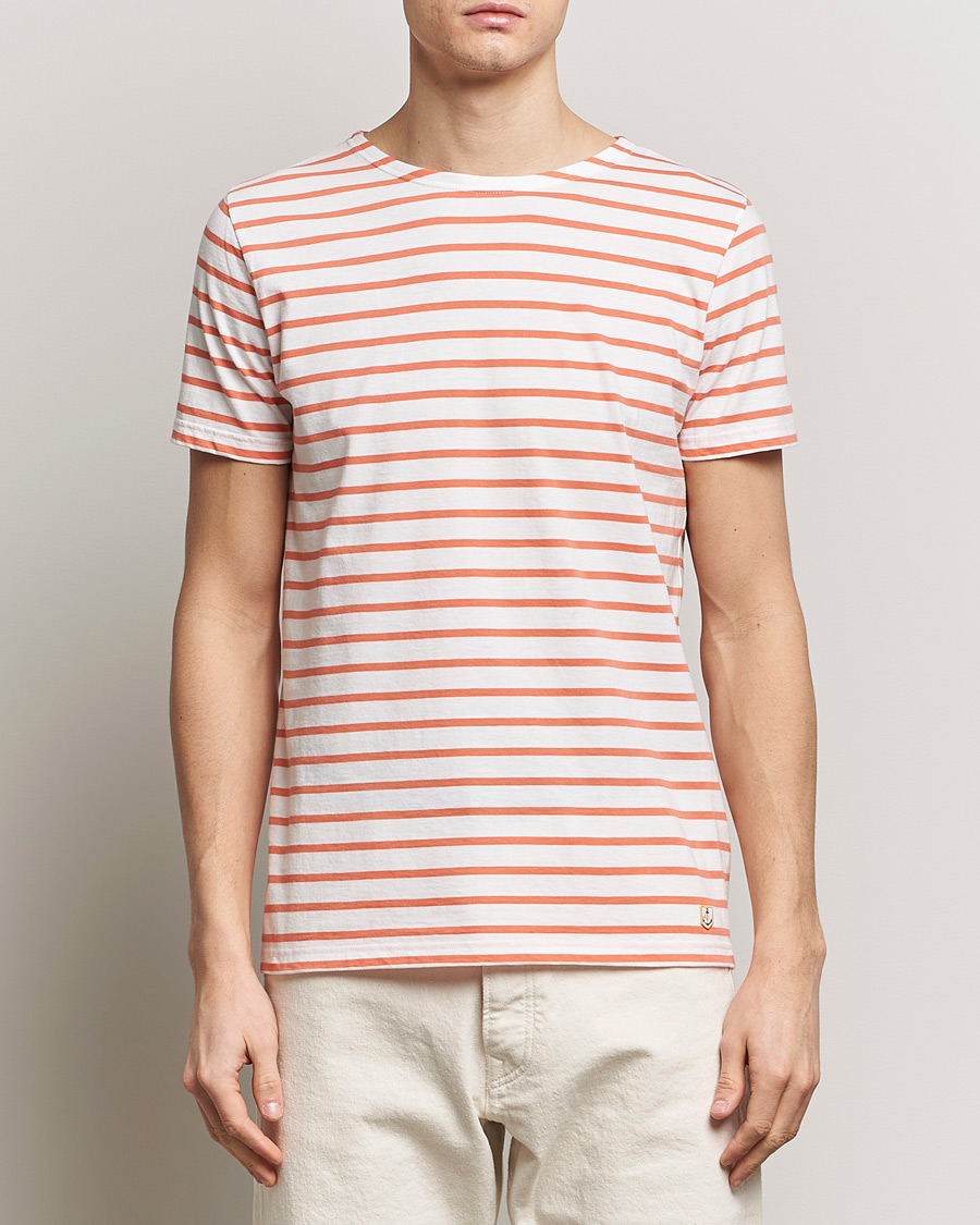 Herre | Armor-lux | Armor-lux | Hoëdic Boatneck Héritage Stripe T-shirt Milk/Coral