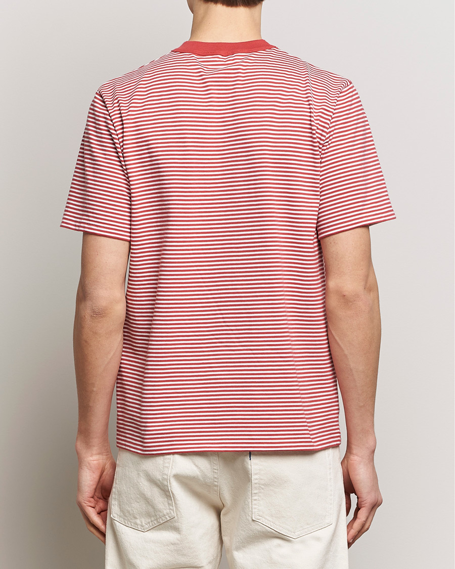 Herre | T-Shirts | Armor-lux | Callac Héritage Stripe T-Shirt Cardinal/Milk