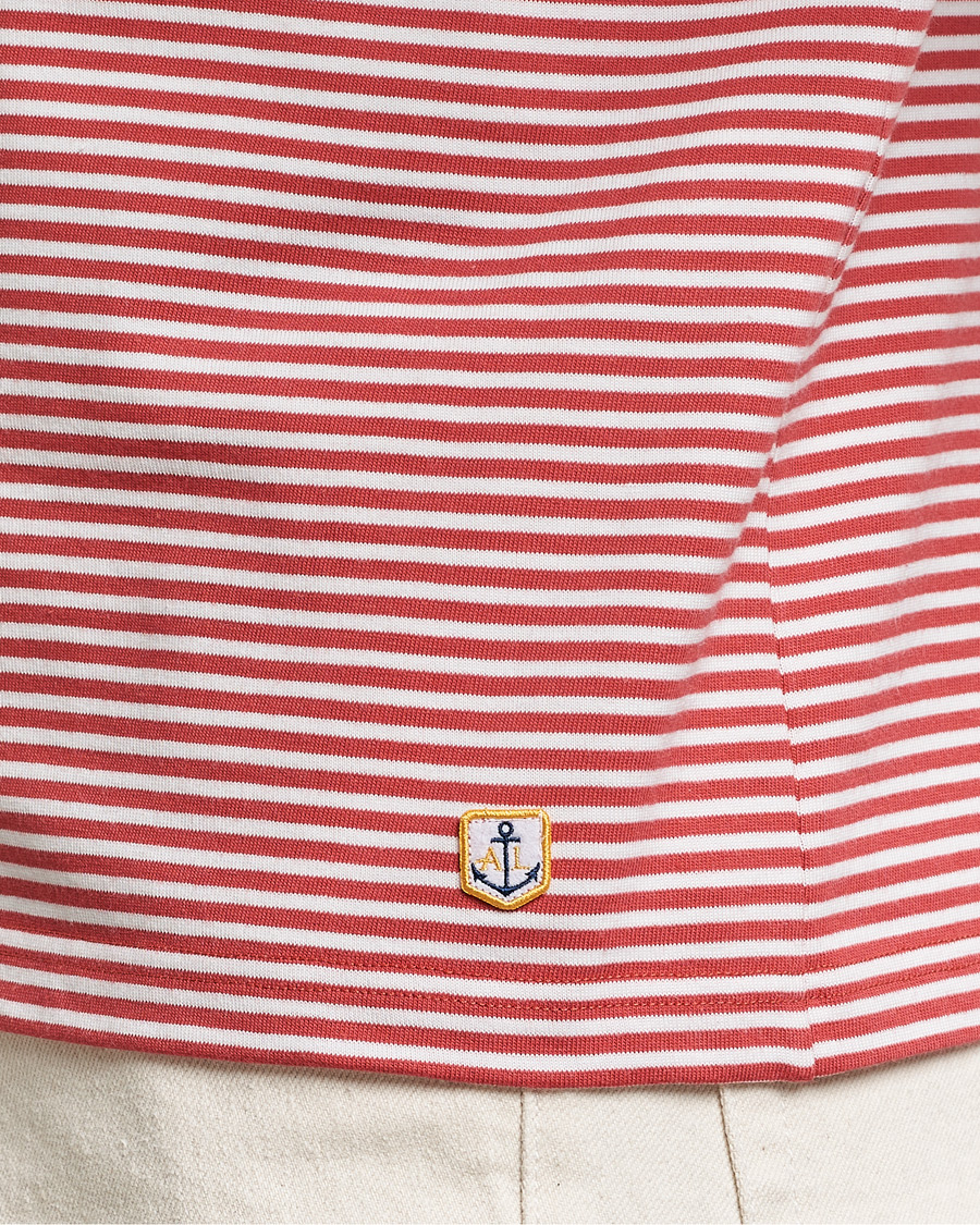 Herre | T-Shirts | Armor-lux | Callac Héritage Stripe T-Shirt Cardinal/Milk
