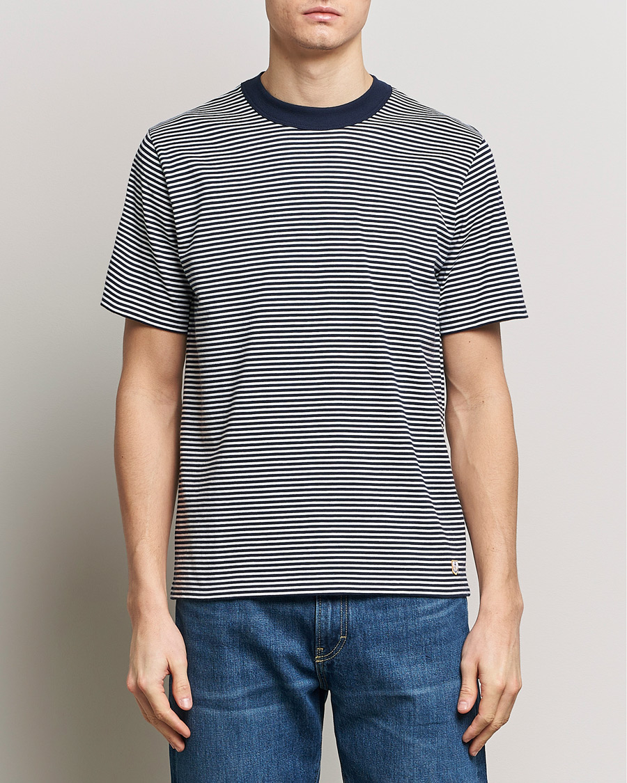 Herre | Kortermede t-shirts | Armor-lux | Callac Héritage Stripe T-Shirt Deep Marine/Milk