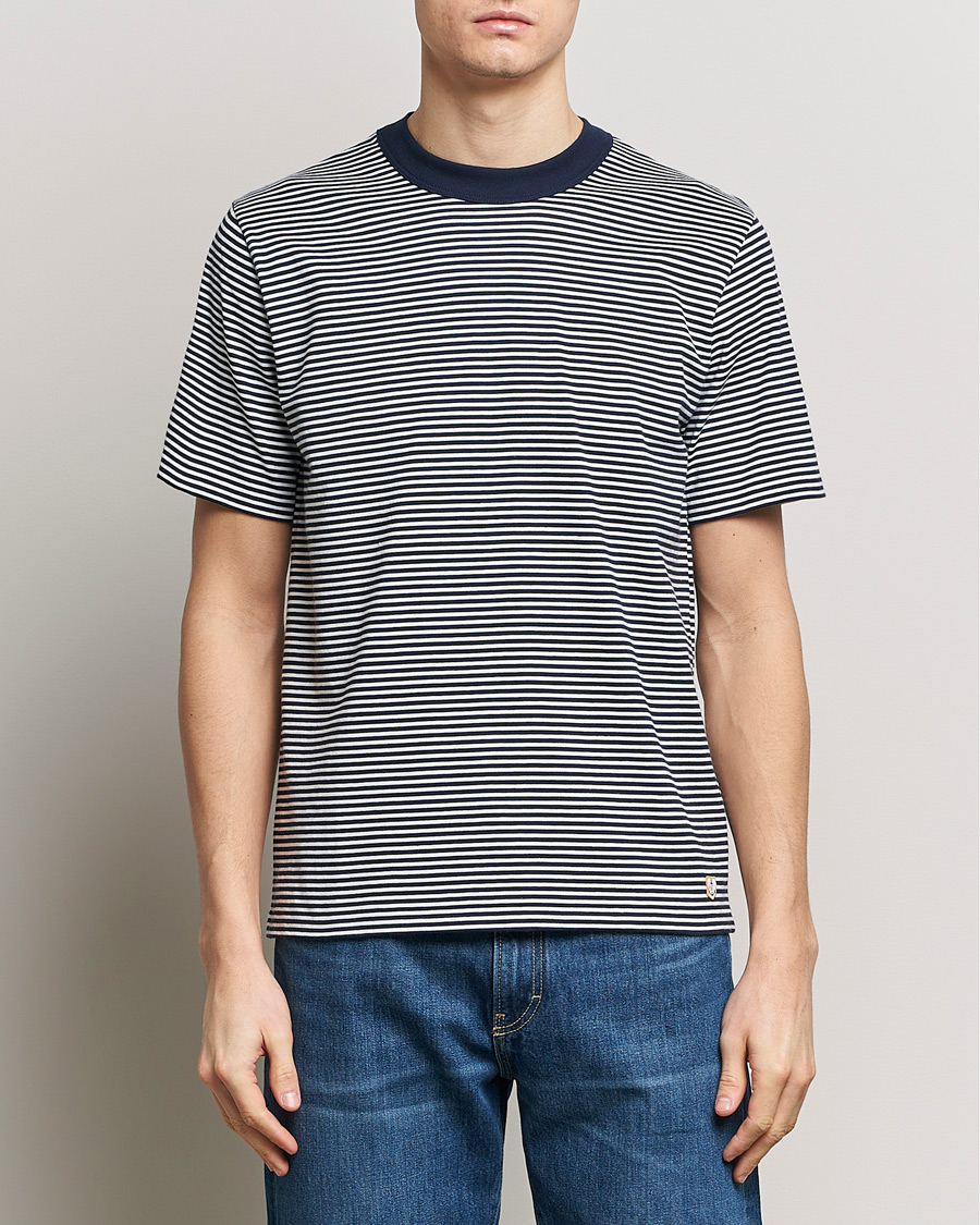 Men |  | Armor-lux | Callac Héritage Stripe T-Shirt Deep Marine/Milk