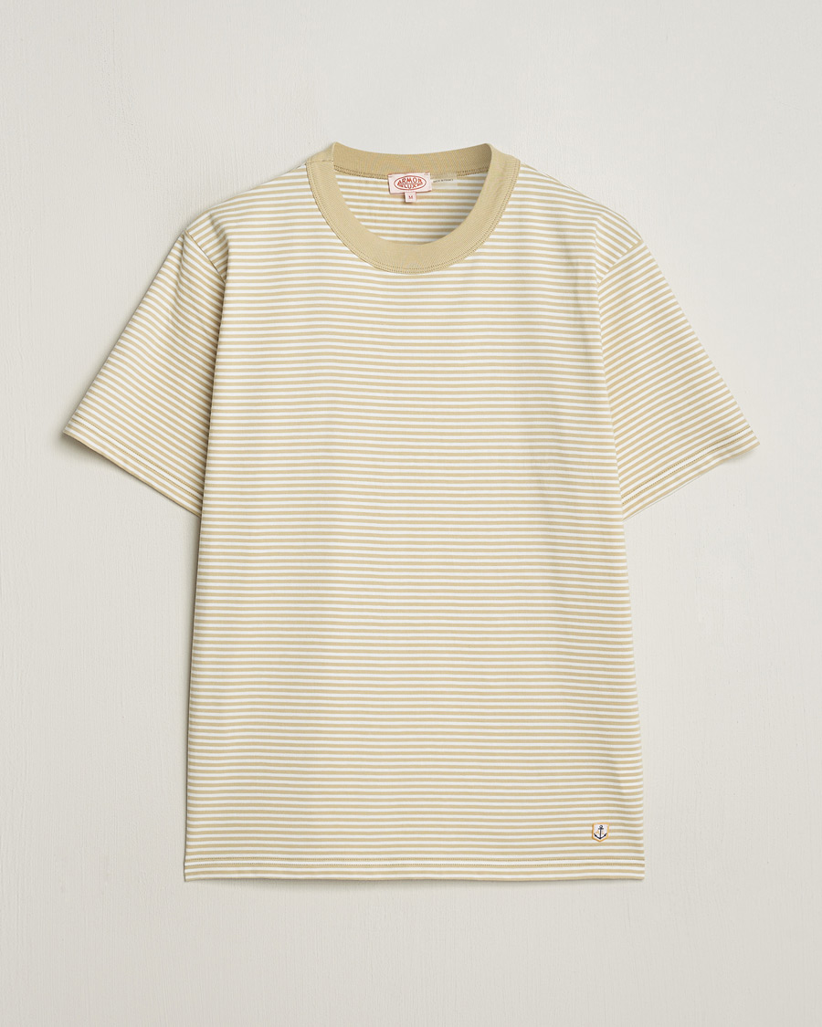 Herre | T-Shirts | Armor-lux | Callac Héritage Stripe T-Shirt Pale Olive/Milk