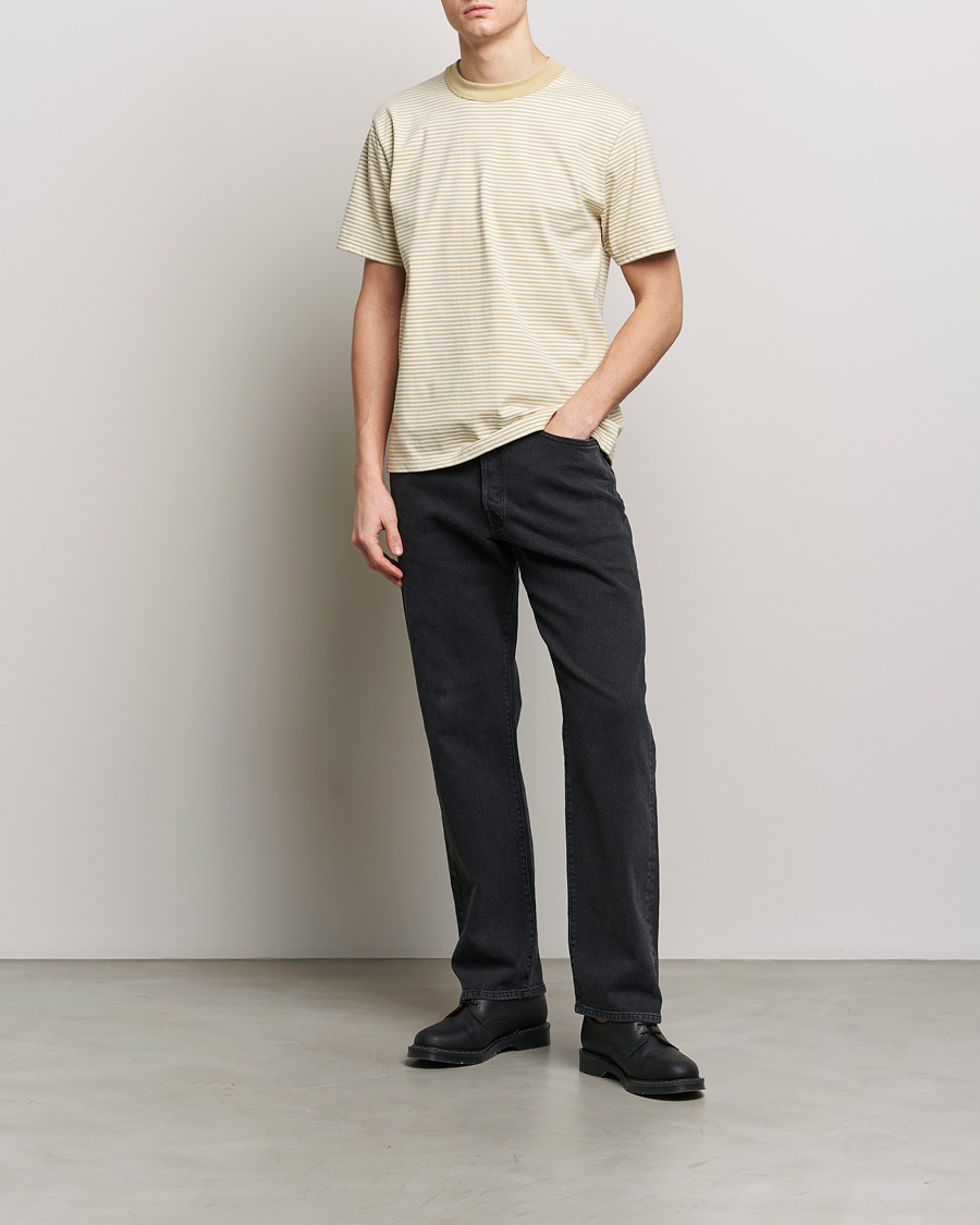 Herre | T-Shirts | Armor-lux | Callac Héritage Stripe T-Shirt Pale Olive/Milk