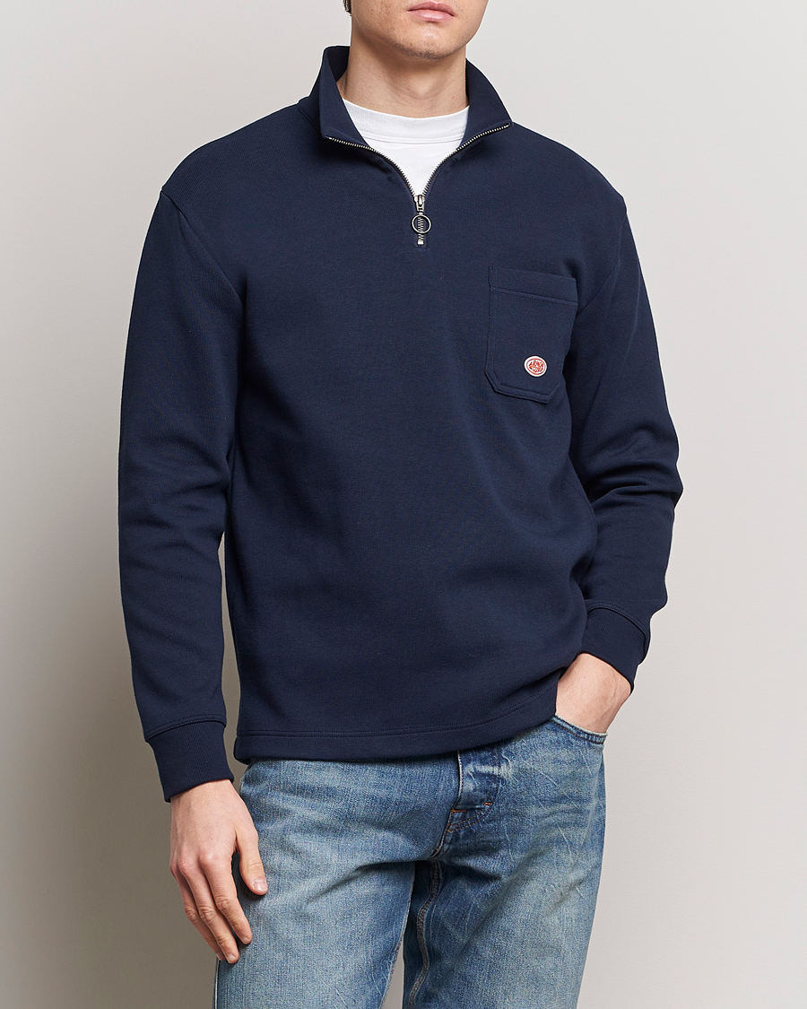 Herre | Klær | Armor-lux | Camionneur Cotton Half Zip Sweater Deep Marine