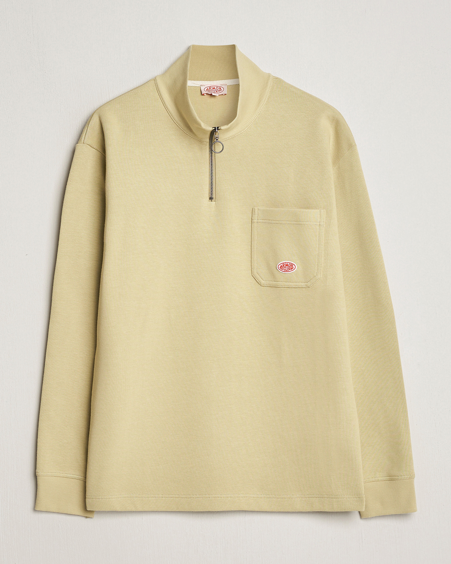 Herre | Gensere | Armor-lux | Camionneur Cotton Half Zip Sweater Pale Olive