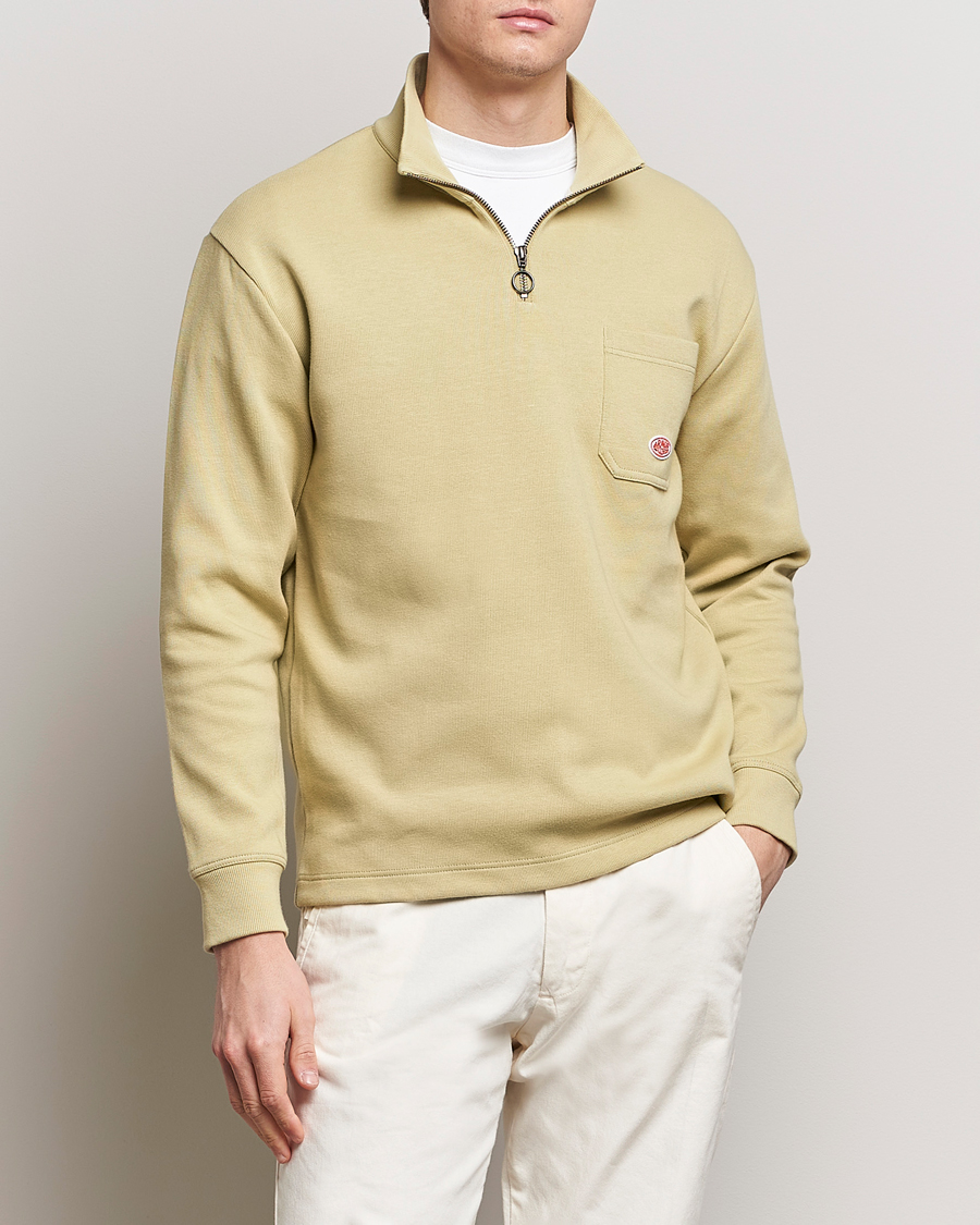 Herre | Klær | Armor-lux | Camionneur Cotton Half Zip Sweater Pale Olive