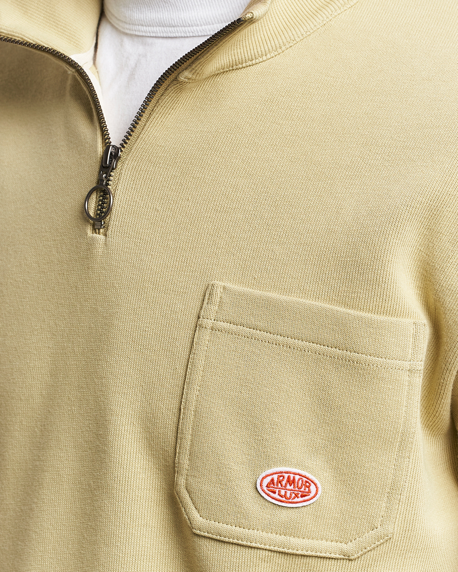 Herre | Gensere | Armor-lux | Camionneur Cotton Half Zip Sweater Pale Olive