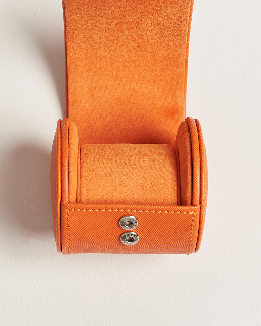 Herre | Klokke- og smykkeskrin | WOLF | Single Watch Roll Orange