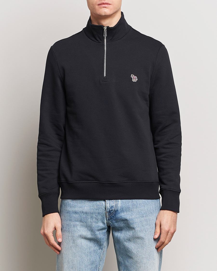 Herre | Best of British | PS Paul Smith | Zebra Organic Cotton Sweat Half Zip Black