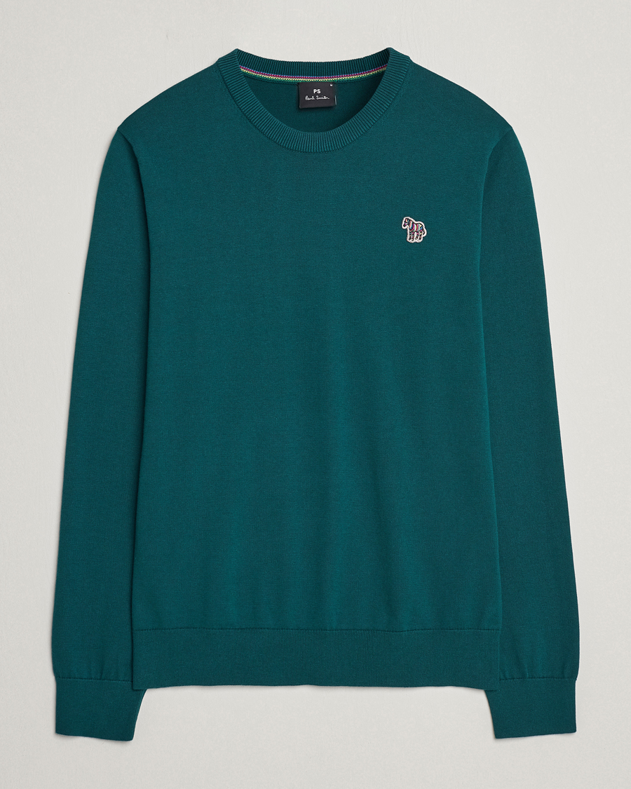 Herre | PS Paul Smith | PS Paul Smith | Zebra Cotton Knitted Sweater Dark Green