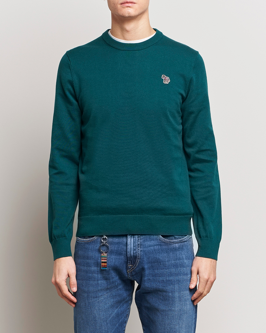 Herre | Avdelinger | PS Paul Smith | Zebra Cotton Knitted Sweater Dark Green