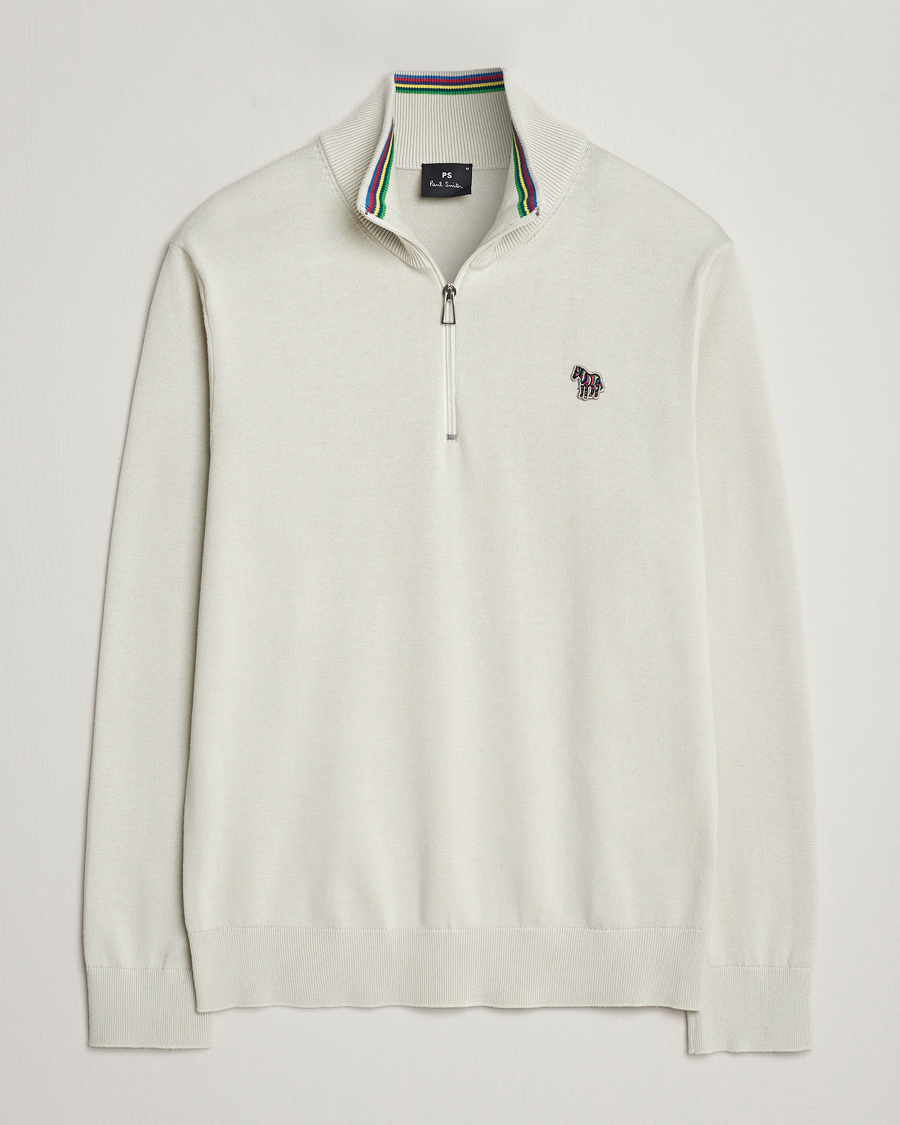 Herre | PS Paul Smith | PS Paul Smith | Zebra Cotton Knitted Half Zip Washed Grey
