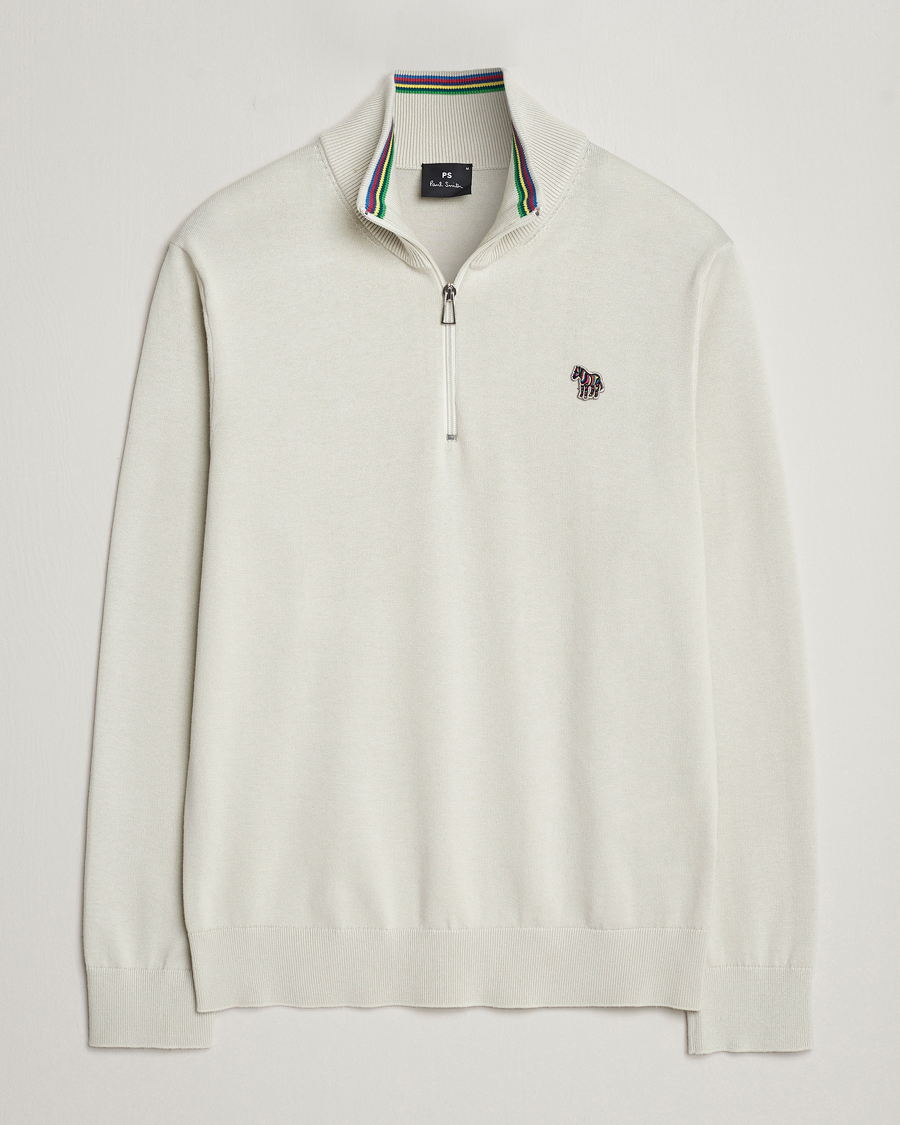 Herre | Gensere | PS Paul Smith | Zebra Cotton Knitted Half Zip Washed Grey