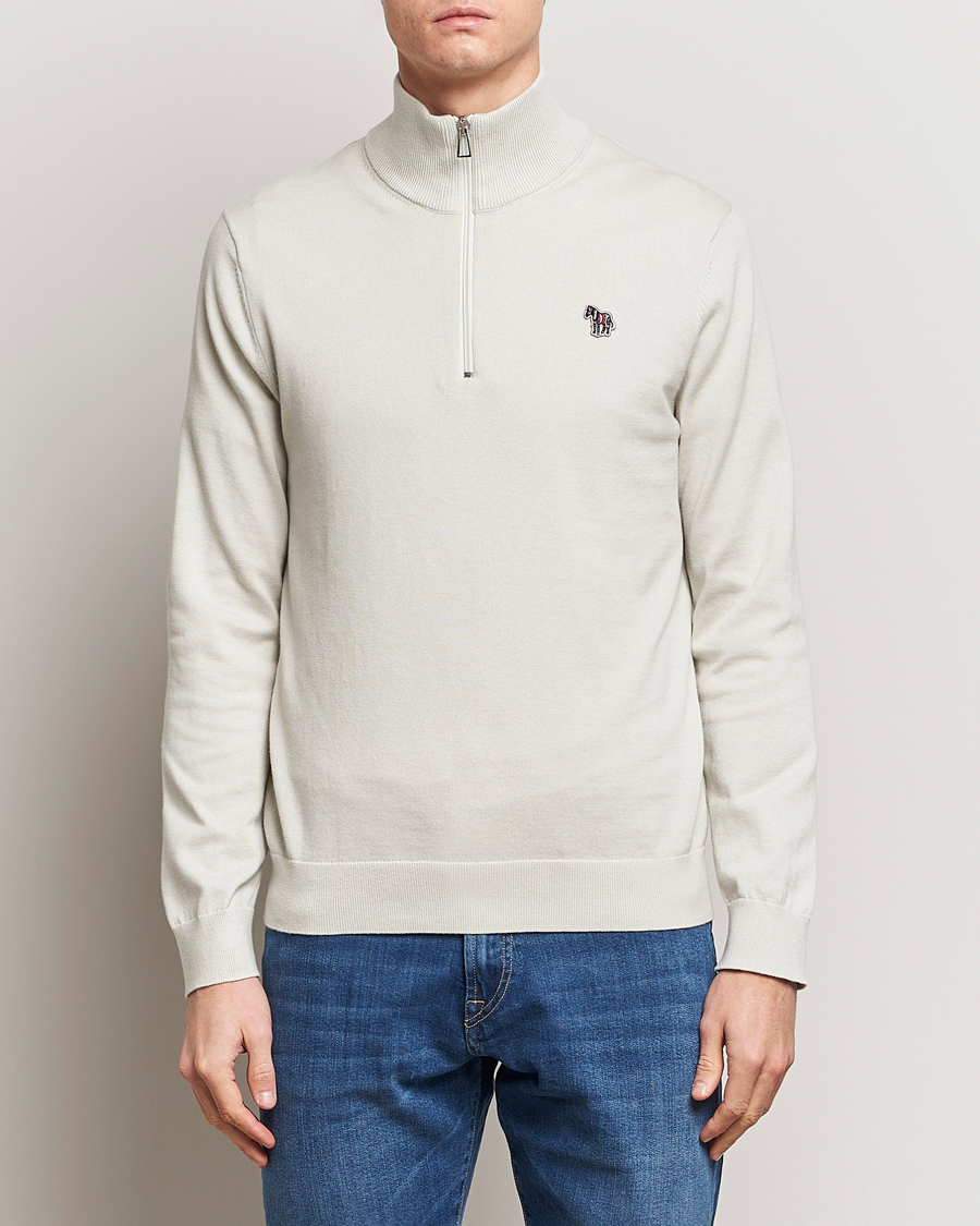 Herre | Best of British | PS Paul Smith | Zebra Cotton Knitted Half Zip Washed Grey