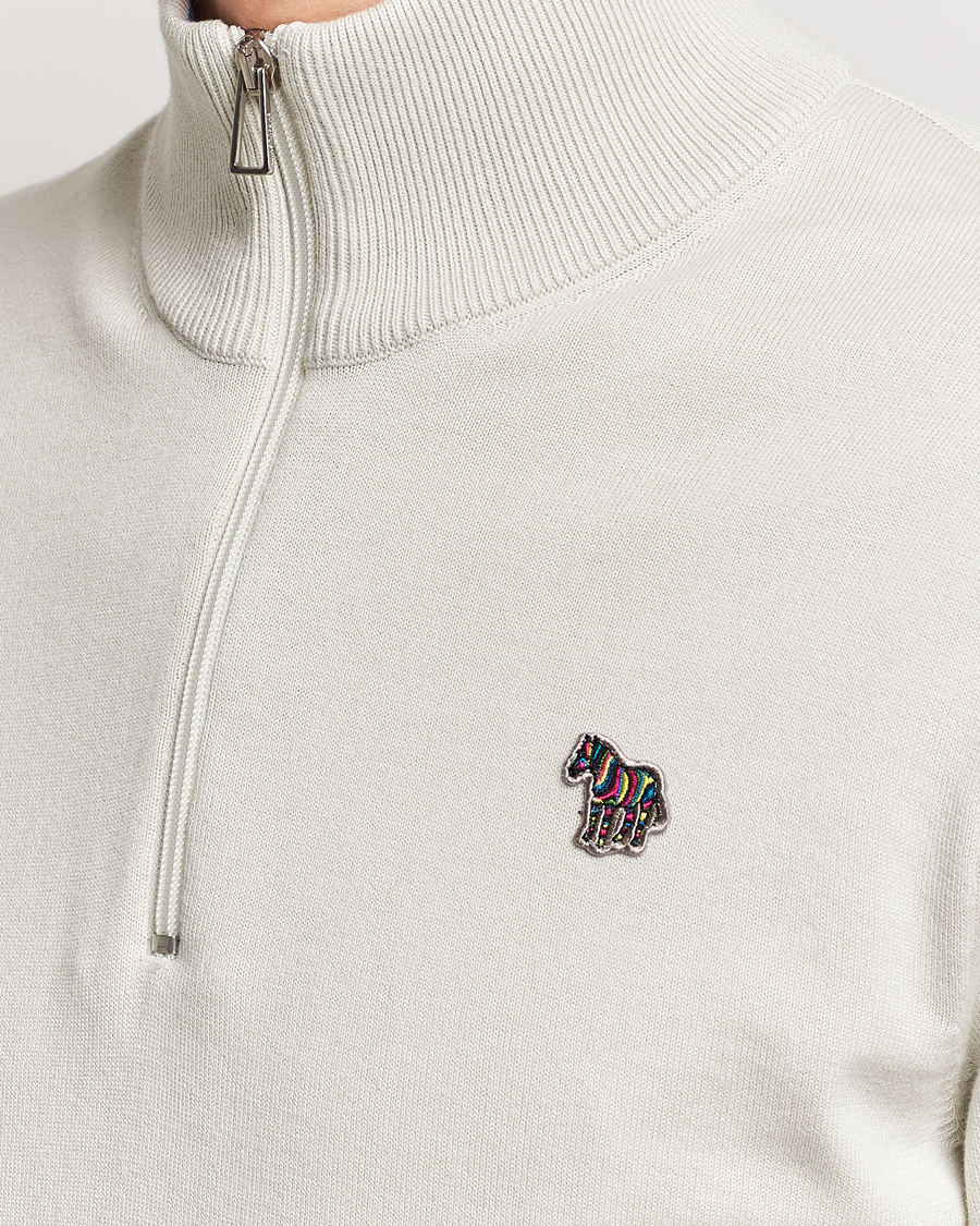 Herre | Gensere | PS Paul Smith | Zebra Cotton Knitted Half Zip Washed Grey