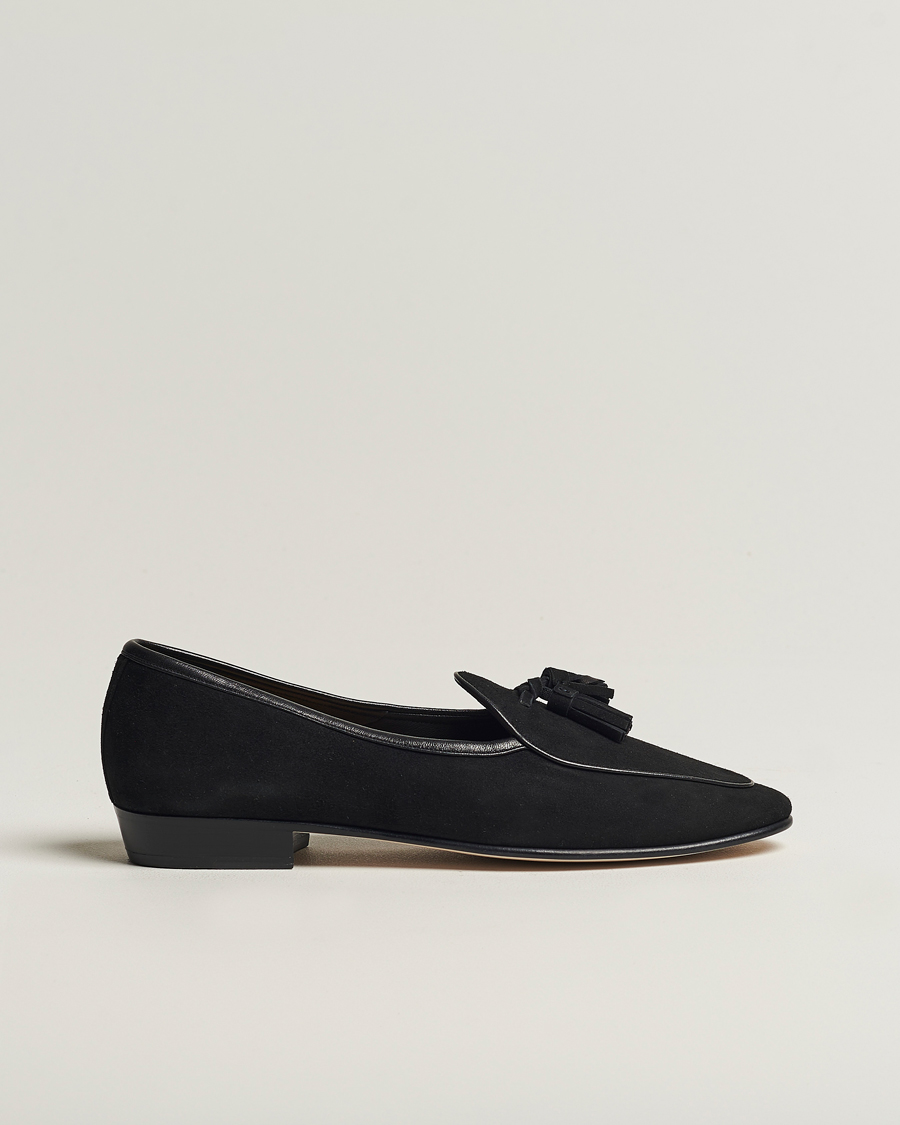 Herre | Baudoin & Lange Sagan Classic Tassel Loafers Black Suede | Baudoin & Lange | Sagan Classic Tassel Loafers Black Suede
