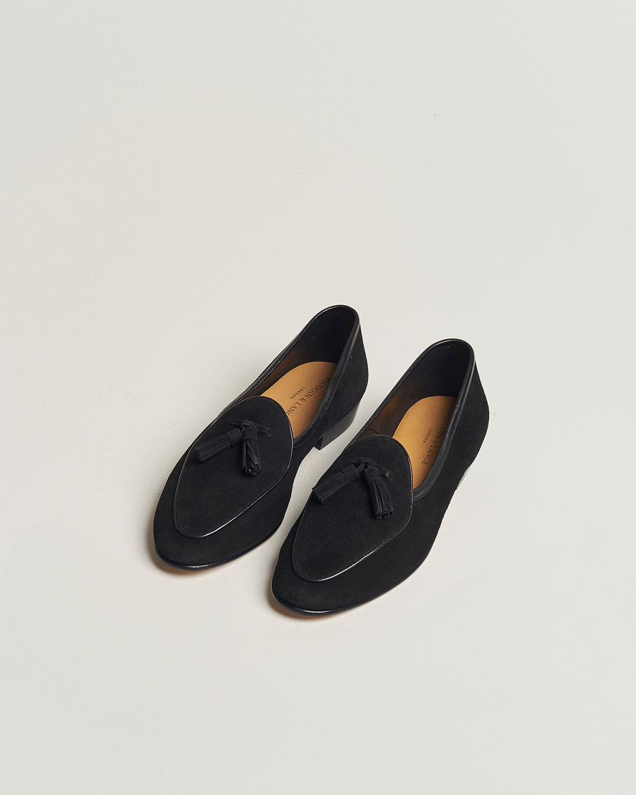 Herre |  | Baudoin & Lange | Sagan Classic Tassel Loafers Black Suede