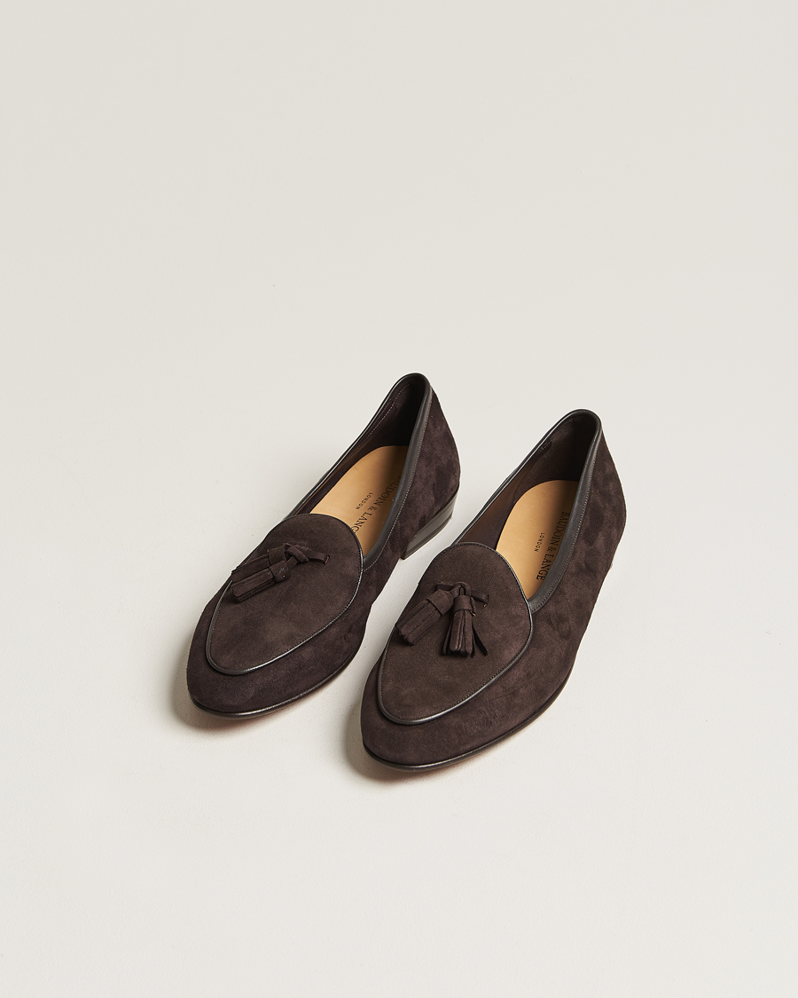 Herre | Baudoin & Lange | Baudoin & Lange | Sagan Classic Tassel Loafers Dark Brown Suede