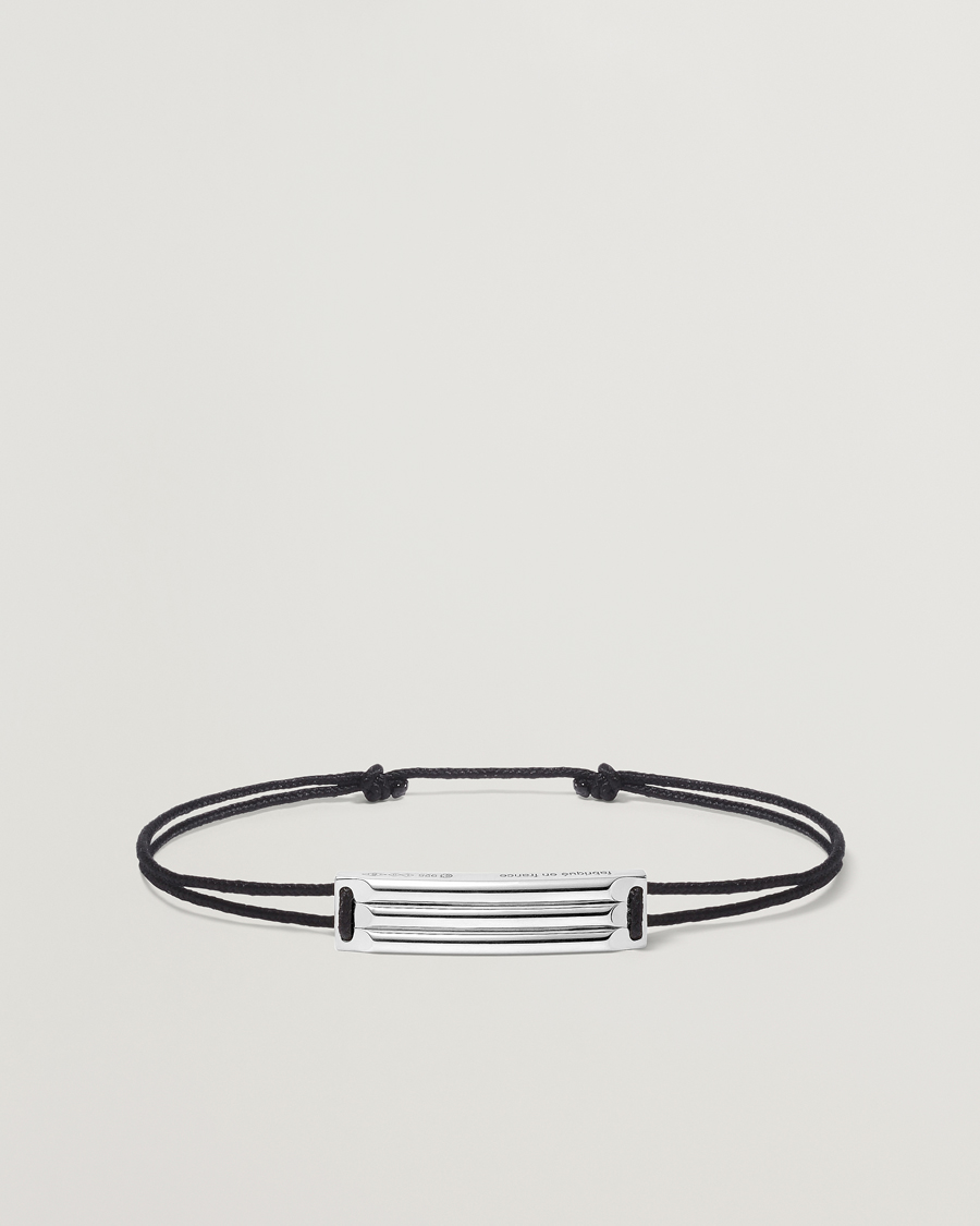 Herre | LE GRAMME Godron Cord Bracelet Black/Sterling Silver | LE GRAMME | Godron Cord Bracelet Black/Sterling Silver
