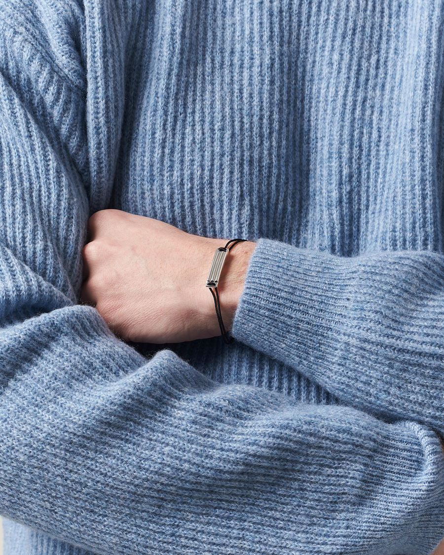 Herre | LE GRAMME Godron Cord Bracelet Black/Sterling Silver | LE GRAMME | Godron Cord Bracelet Black/Sterling Silver