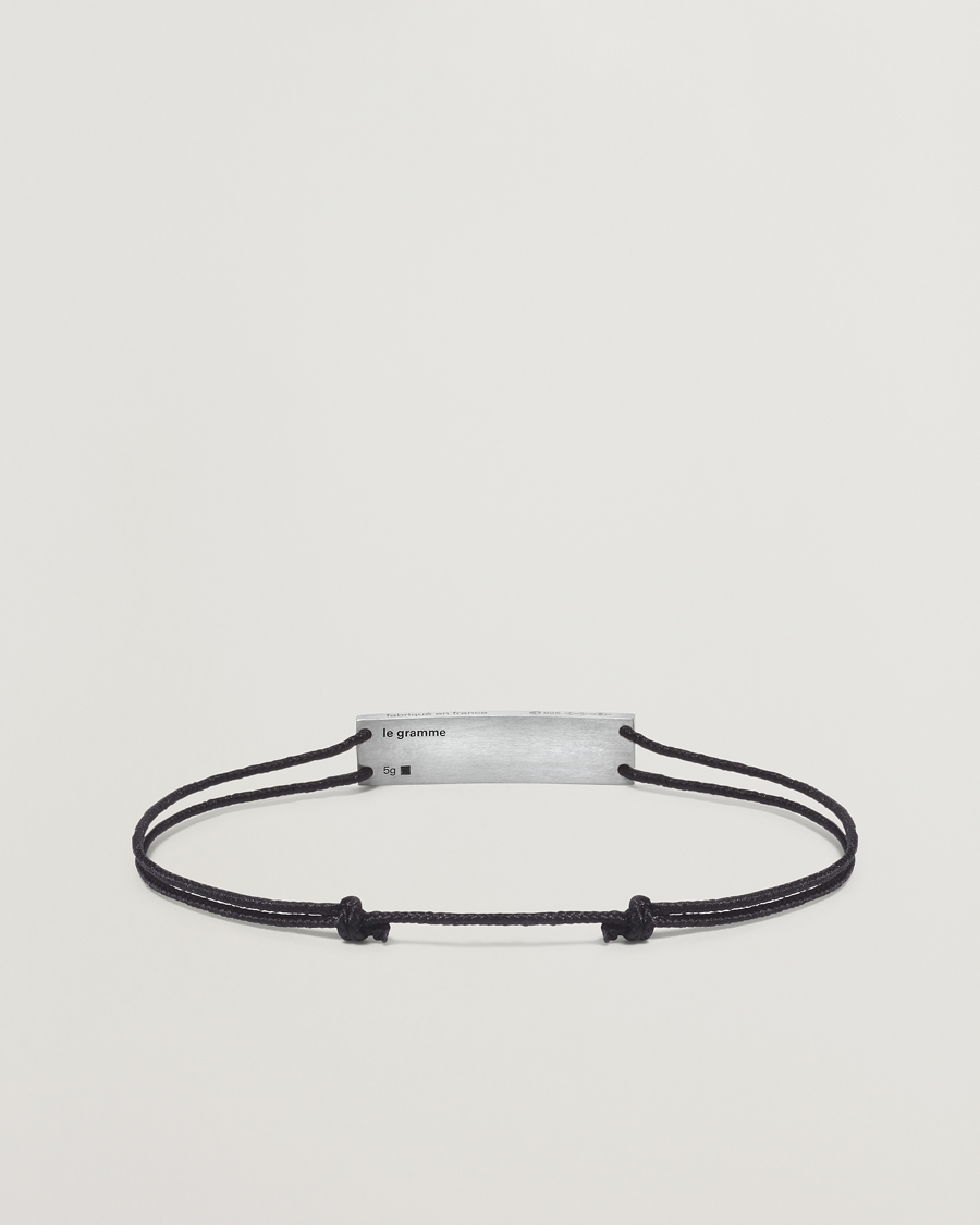 Herre | LE GRAMME Godron Cord Bracelet Black/Sterling Silver | LE GRAMME | Godron Cord Bracelet Black/Sterling Silver