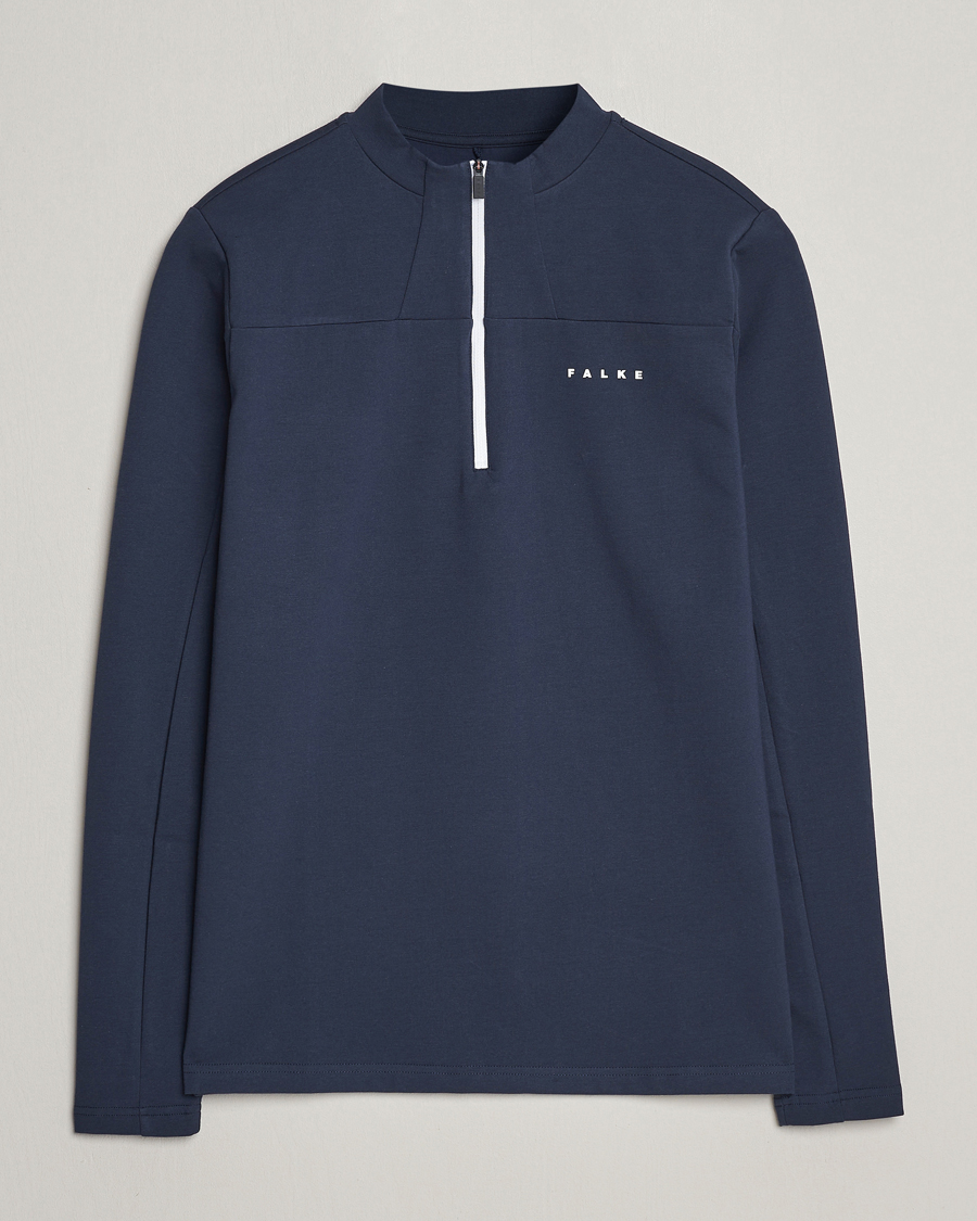 Herre | Gensere | Falke Sport | Falke Organic Cotton Mix Half Zip Space Blue