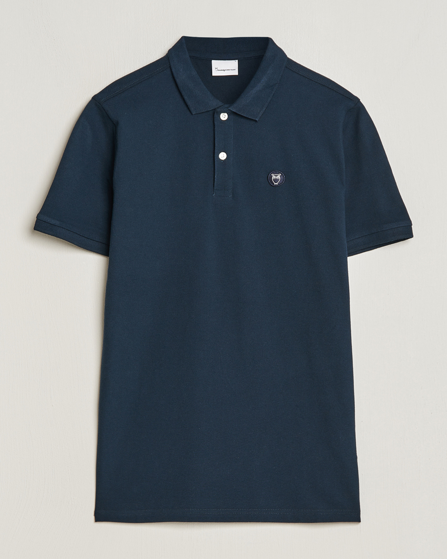 Herre | Pikéer | KnowledgeCotton Apparel | Toke Badge Polo Total Eclipse