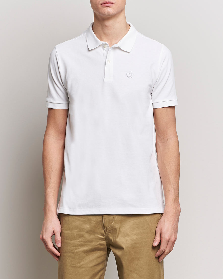 Herre | Klær | KnowledgeCotton Apparel | Toke Badge Polo Bright White