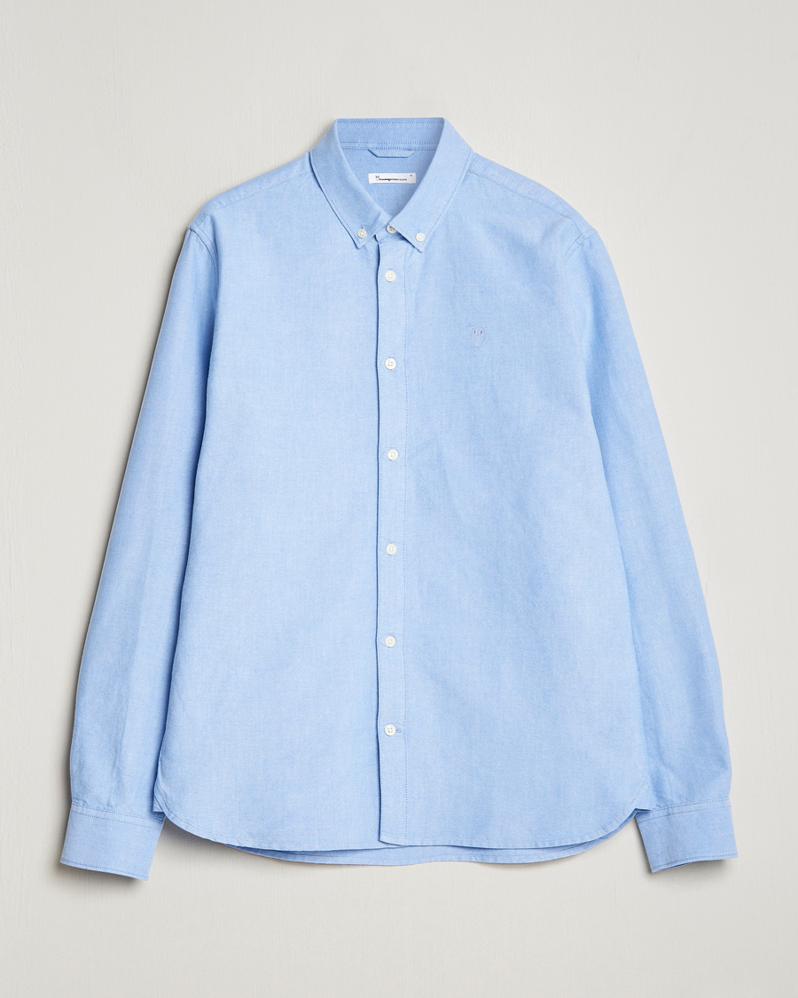 Herre | Skjorter | KnowledgeCotton Apparel | Harald Small Owl Regular Oxford Shirt Lapis Blue