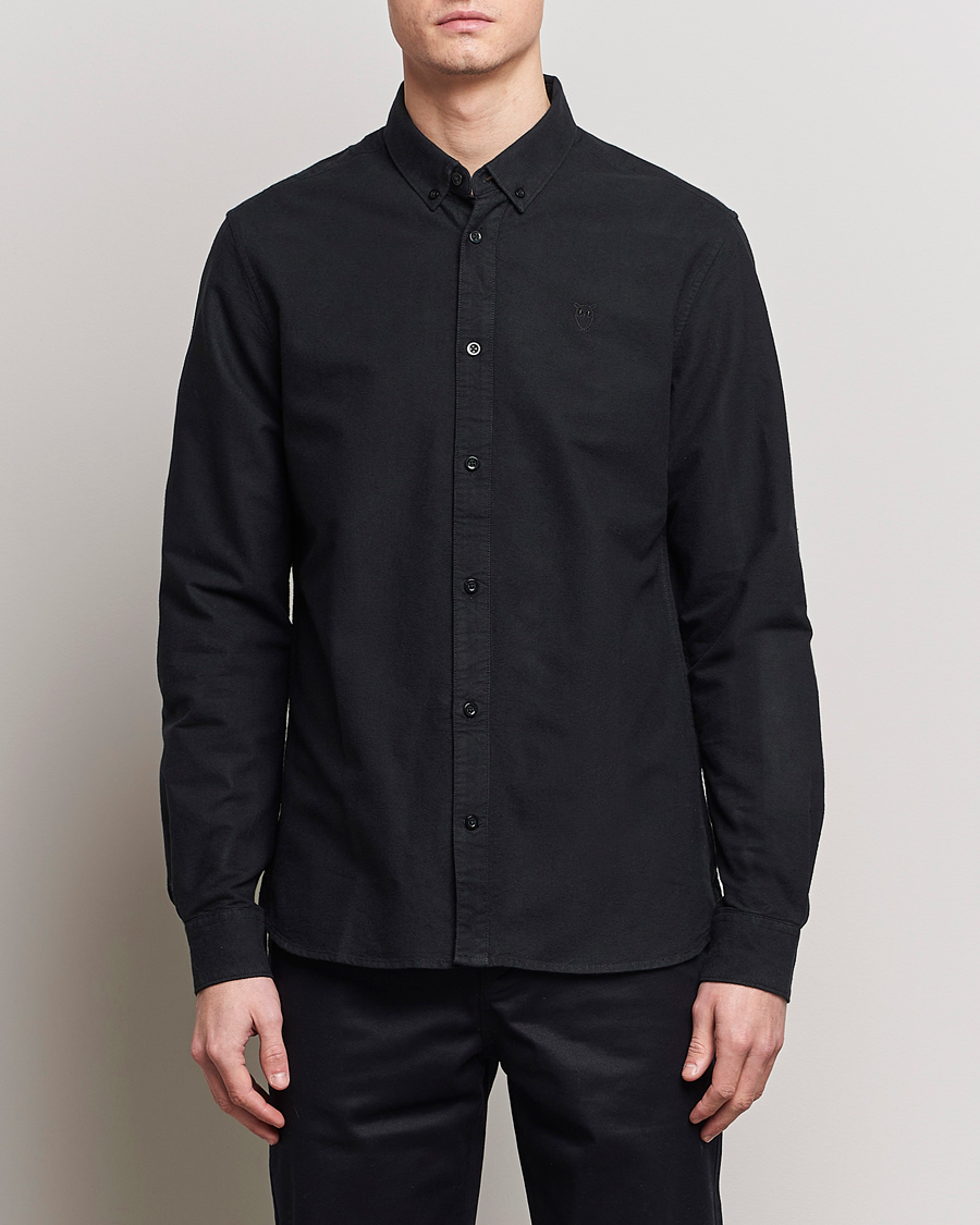 Herre | Klær | KnowledgeCotton Apparel | Harald Small Owl Regular Oxford Shirt Jet Black