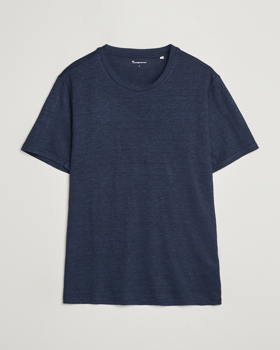 Herre | T-Shirts | KnowledgeCotton Apparel | Organic Linen T-Shirt Total Eclipse