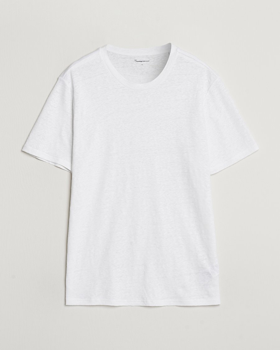 Herre | T-Shirts | KnowledgeCotton Apparel | Organic Linen T-Shirt Bright White